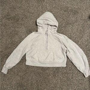 Light Gray Lulu Lemon Cropped 1/4 Zip Women's Hoodie